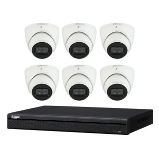 6 Turret Cameras (DH-IPC-HDW3641TM-AS) with 8Ch NVR (NVR4108HS-8P-4KS2) and 2TB HDD