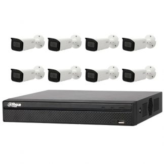 8 Bullet Motorised Cameras (IPC-HFW2831T-ZAS) with 8Ch NVR (DHI-NVR4108HS-8P-4KS2) and 2TB HDD